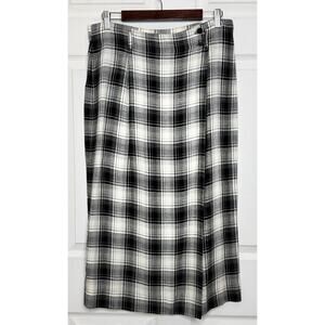 Talbots Pencil Skirt Black White Plaid Long Maxi Lined Size 16